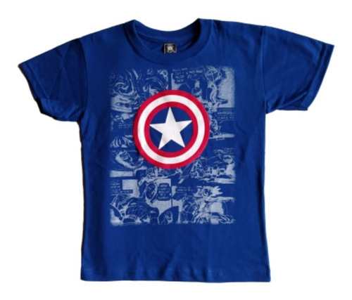 Camiseta Estampada Capitán América Comic Niños 100% Algodón