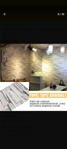 Imagen 3 de 6 de 10 Metros De Papel Tapiz Laja Blanca Autoadherible