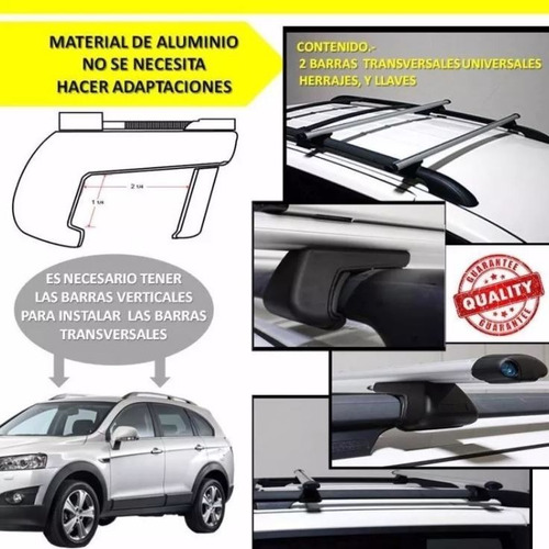 Imagen 4 de 4 de Barras Portaequipaje Universal Aluminio C/ Candado 120 Y 135
