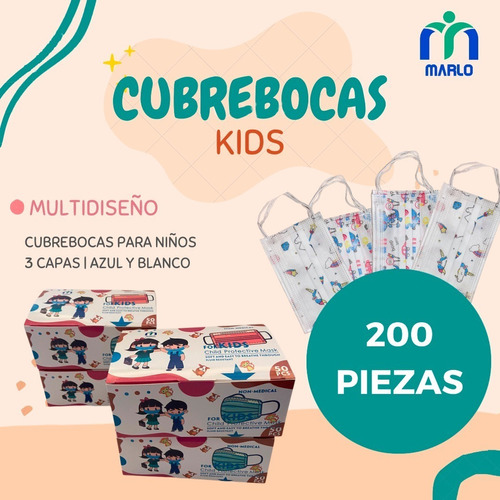 Cubrebocas 3 Capas Multidiseño Para Niños