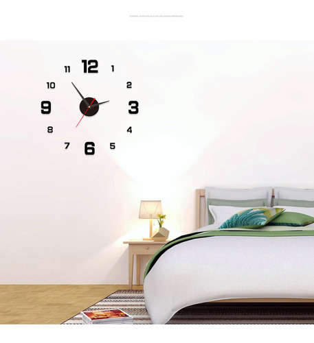 Reloj De Pared Con Moderno Diseño 3d Con Números Negros Gran