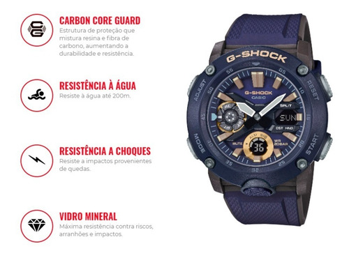 Relógio Casio G-shock Carbon Core Guard Ga-2000-2adr Azul