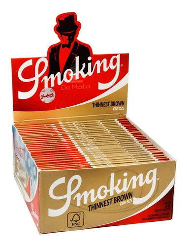 Caixa De Seda Smoking Thinnest Brown King Size - 50 Uni.