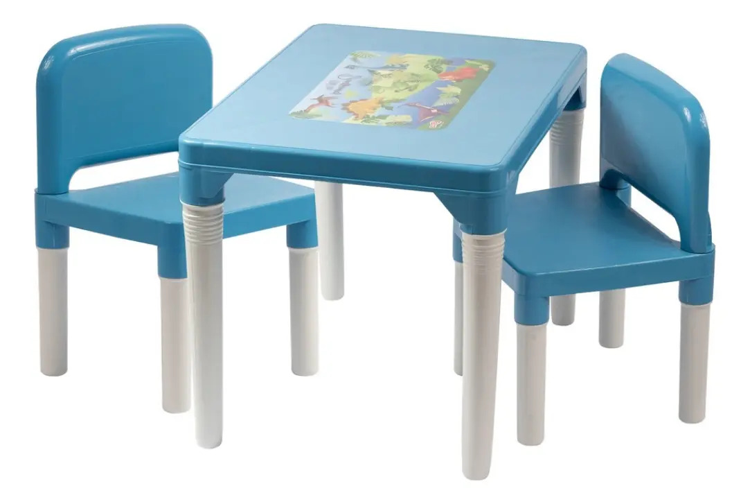 Mesinha Infantil Kids Baby Hercules Com 2 Cadeiras Plástico Azul
