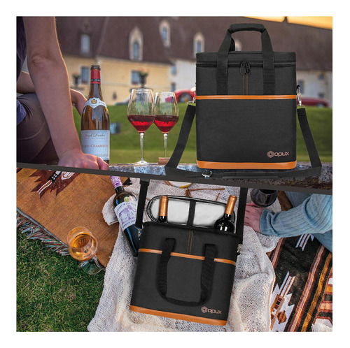 Opux 3 Bottle Wine Carrier Tote, Bolsa De Refrigerador De A