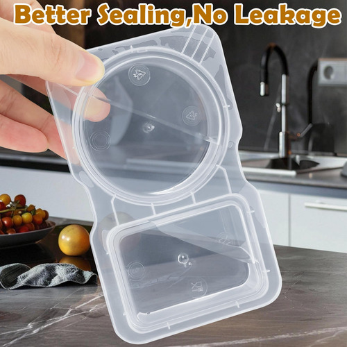 Contenedor Comida Reusable 30pz Doble Compartimento Tapa