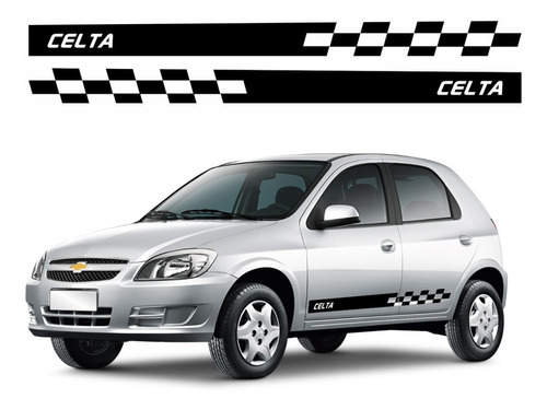 Kit Faixa Adesivos Personalizados Para Chevrolet Celta Cor Preto