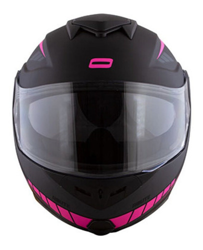 Capacete para moto  escamoteável Norisk  FF345 Route  preto-fosco e rosa motion tamanho 60 