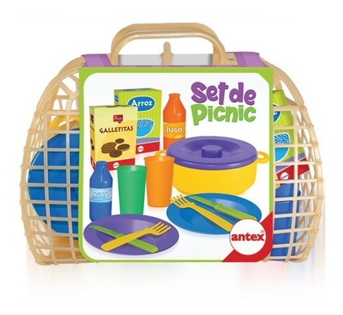 Juego Set De Picnic En Canasta Platos Vasos Etc 1139  Antex 