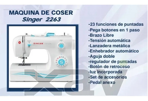 Imagen 7 de 8 de Maquina Coser Singer Domestica 2263 Singer Tex Xavi