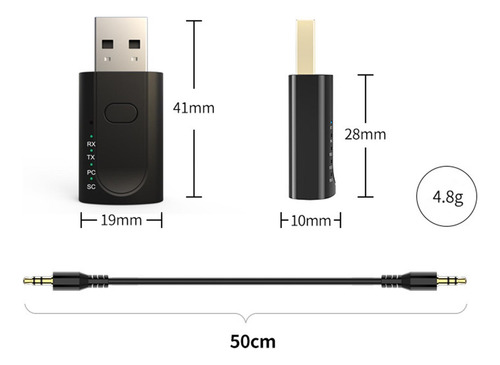 2 X 2-3pack Usb Bluetooth 5.1 Transmisor Receptor 4 2 Piezas
