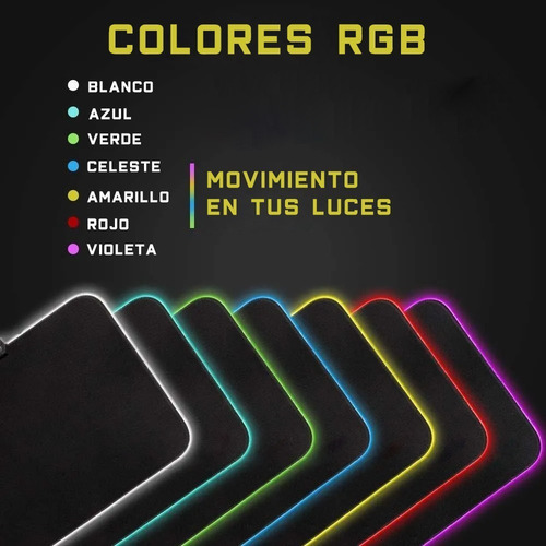 Mouse Pad Gamer Luces Led Rgb Retroiluminado Noga Horizon S