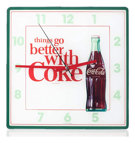 Reloj De Pared Con Diseño Coca Cola Analógico Cuadrado