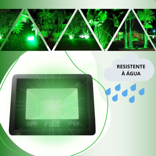 Refletor Led Holofote 50w Verde Bivolt Ip66 Prova D'agua