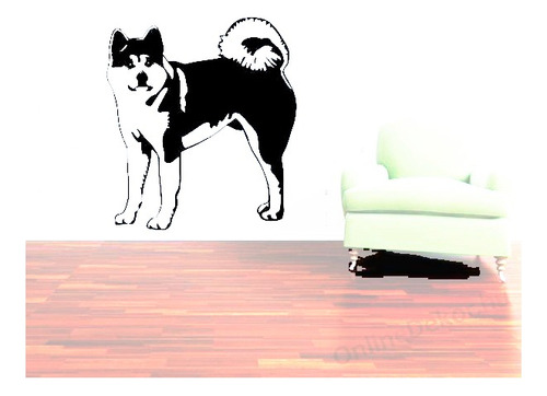 Vinilo Adhesivo Decorativo Pared De Perro Raza Akita 58x65cm