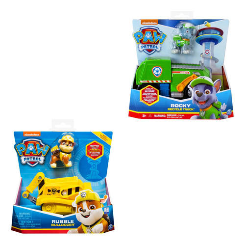 Kit 2 Brinquedo Veiculo Patrulha Canina Rubble E Rocky