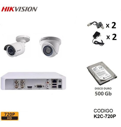 Imagen 2 de 10 de Kit 2 4 6 8 16 Camaras Seguridad Vigilancia Hikvision 720p