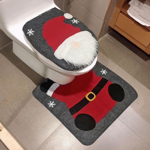 Funda Y Alfombra Para Asiento Inodoro Navidad Decoración