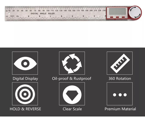 Regla Digital De Acero Inoxidable Para Medir Ángulos De 300