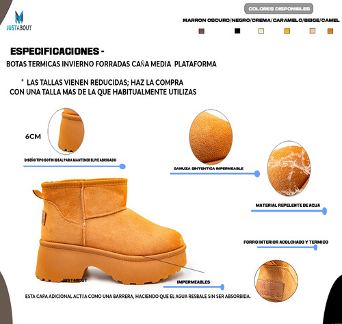 Botas Botin Termico Invierno Forradas Mujer Colores Uga
