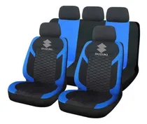 Comprar Juego Cubreasientos Universales Tela Negro  Azul Logo Suzuki