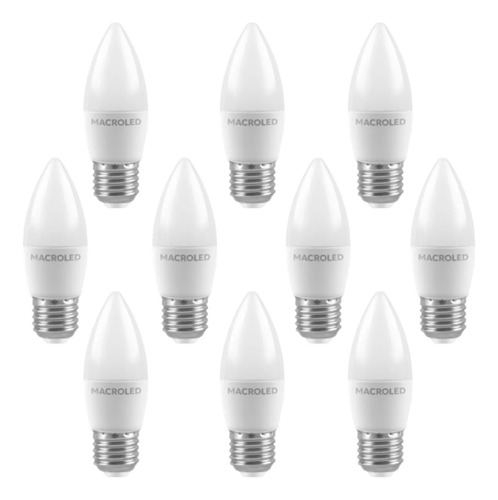 Set X10 Lamparas Led Vela 6=40w E27 Luz Cálida 3000k Lúmenes