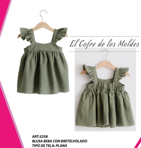 Molde Digital Blusa Beba C/volado Bretel, Talles 6, 7 Y 8