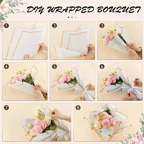 100 Hojas De Papel Coreano Celofan Ramos Florales, 10 Colore
