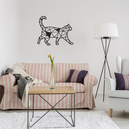 Quadro Decorativo Parede Animal Gato Minimalista 03 30cm Bco