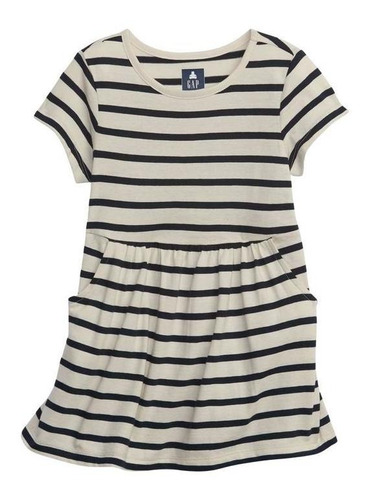 Vestido Niña Gap Print 1 Algodón Orgánico Toddler Blanco