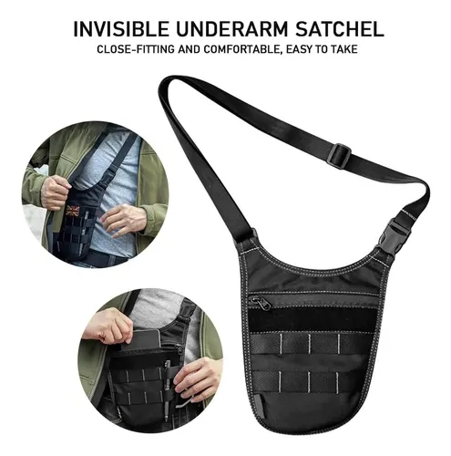 Vesatil Bolsa Cartera Sobaquera De Hombre Tipo Oculta Negra