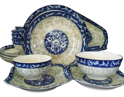 Vajilla Cerámica Elegante Moderno 20 Piezas Lujo Chinoiserie