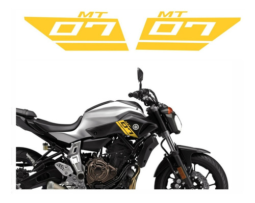 Kit Adesivos Compatível Tanque Mt-07 Mt07 Amarelo Moto R283 Cor Laranja