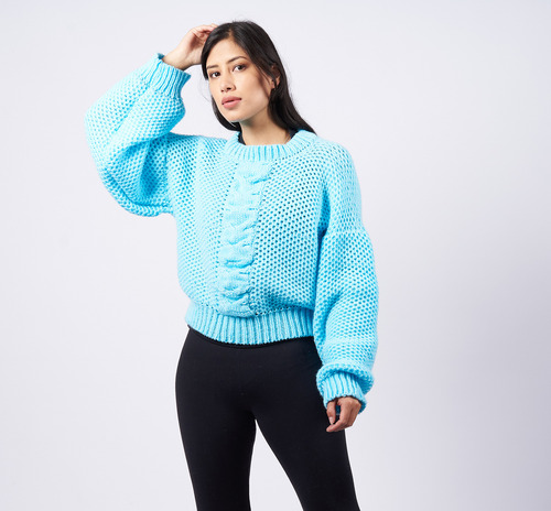 Chompa Celeste De Mujer | Cárdigan Juvenil | Modelo Juvenil
