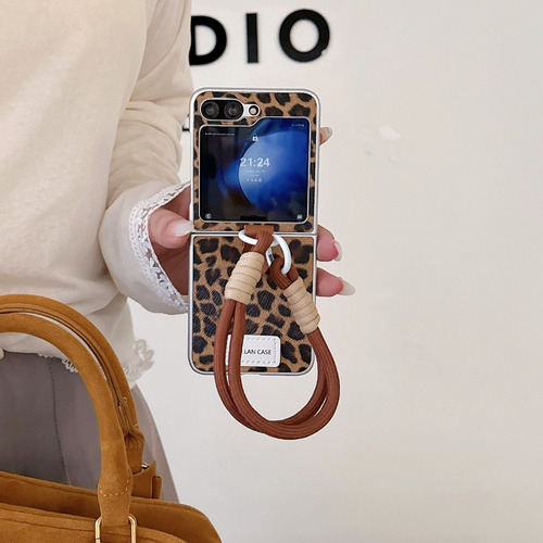 Funda De Teléfono De Cuero Con Estampado De Leopardo Para S