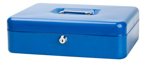 Caja Metálica De Seguridad Con Llave Y Bandeja 30x24x9cm Color Azul