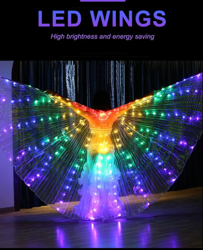 Traje Led Alas Multicolor Fiestas Eventos Alas De Isis Cool!