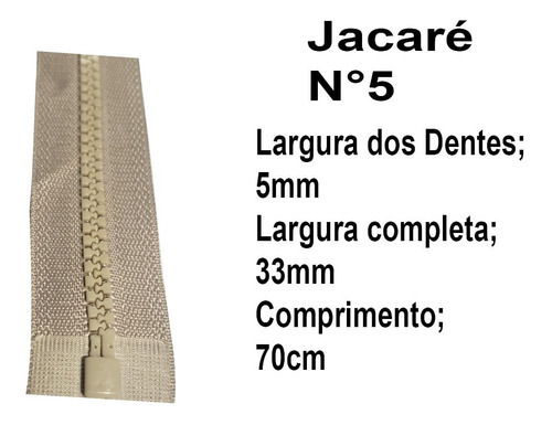 Zíper Para Jaquetas, Bolsas Extra Forte Cor Bege 70 cm cod X35