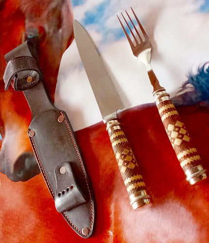 Cuchillo/tenedor Inoxidable C/tejido Tiento Alpaca 14c Vaina