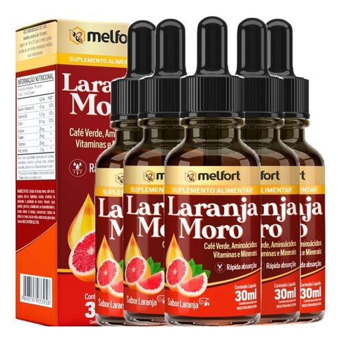Kit 5 X Laranja Moro Com Café Verde Arginina Taurina Niacina