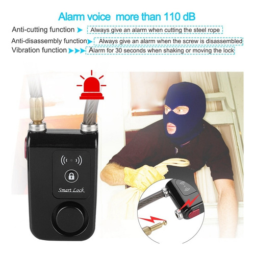 Cadeado De Bloqueio De Bicicleta Smart Bt 110db Alarme F