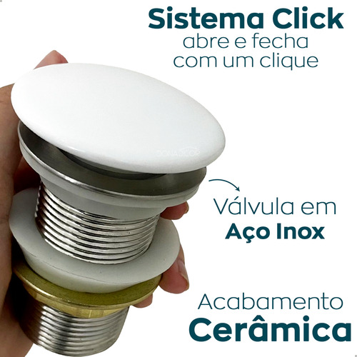 Sifao De Pia Banheiro E Valvula Ceramica 40mm Kit Escoamento Ralo De Pia Click Inteligente 1 1/4 Lavatório E Sifão Cromado Universal De Plástico Dona D.cor
