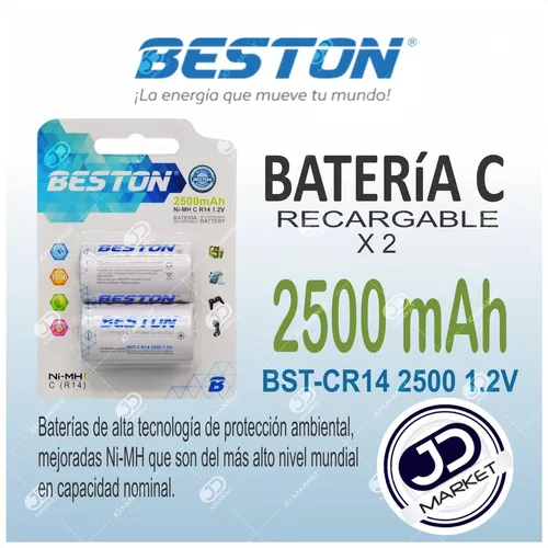 Pack de 2 pilas recargables D 2500mAh 1.2V