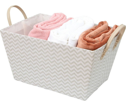 Imagen 7 de 10 de Caja Organizadora De Tela Zigzag 37x20x27 Cm Afj