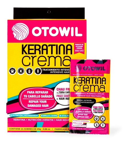 Keratina Crema + Nutricion + Brillo Otowil  Sobre X25g.