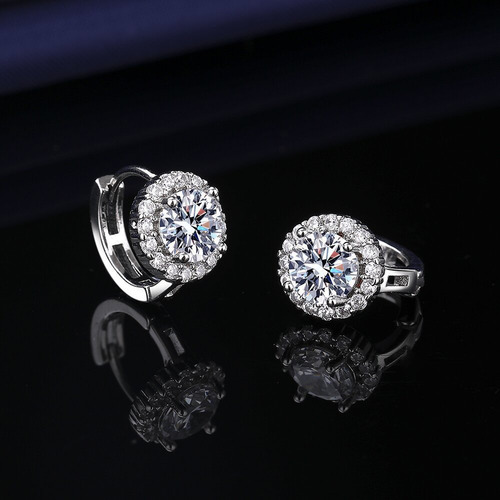 Aretes De Aro De Moissanita Para Mujer, Aretes De Aro De Plata 925, Redondos, Navidad, Año Nuevo, Ropa, Bodas, Aniversarios, Regalos Para Mujeres, Mamás
