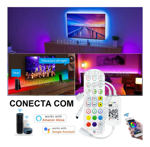 20mts Fita Led Rgb 5050 Appk + C.wifi + Amplificador + Fonte