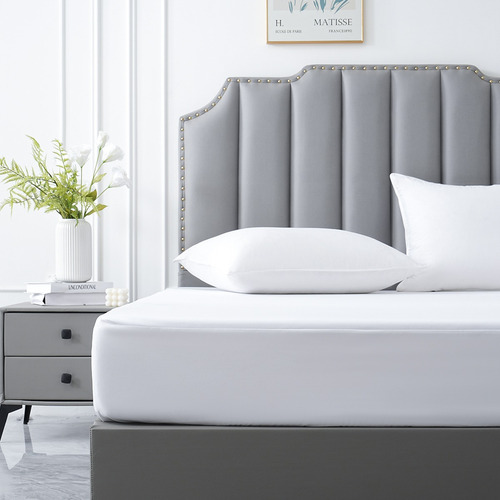 Protector De Colchón Hipoalergénico Impermeable King Size Blanco Liso King