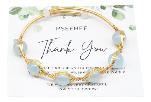 Pulsera Hecha Mano De Genuino Aguamarina 14k Oro Rellen...
