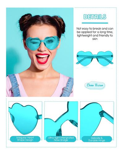20 Pares De Gafas De Sol Sin Montura En Forma De Corazón